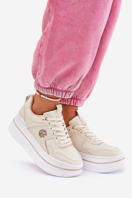 Dames sportschoenen met platform beige Caldeno