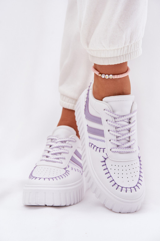 Sneakers model schoenen Dames met platform Paars Ofenale Sneakers model schoenen Dames met platform Paars Ofenale