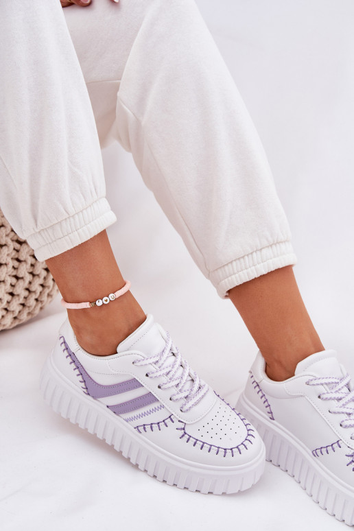 Sneakers model schoenen Dames met platform Paars Ofenale Sneakers model schoenen Dames met platform Paars Ofenale