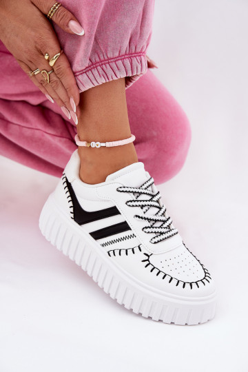 Modelio sneakers dames met plateau in zwart-wit Ofenale