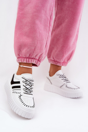 Modelio sneakers dames met plateau in zwart-wit Ofenale 2