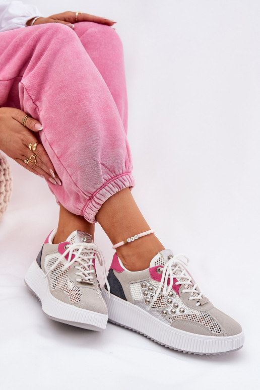 sportschoenen Dames met rooster En studs grijs Ogalda sportschoenen Dames met rooster En studs grijs Ogalda