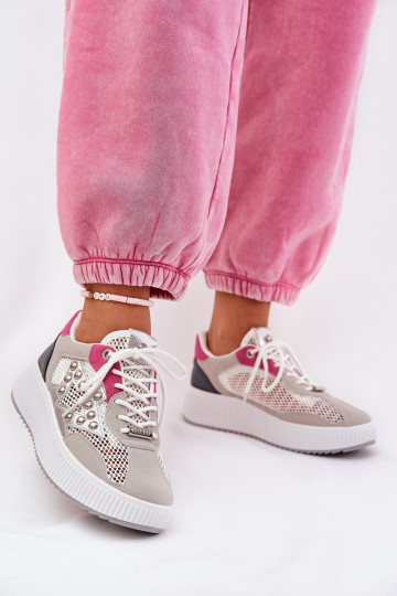 Sportschoenen dames met gaas en spikes in grijs Ogalda 2