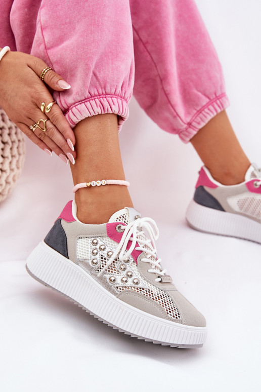 sportschoenen Dames met rooster En studs grijs Ogalda sportschoenen Dames met rooster En studs grijs Ogalda