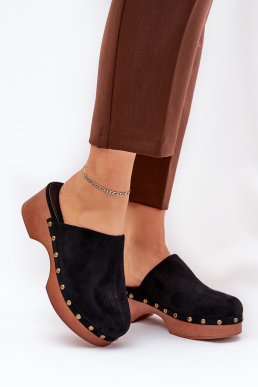 Klompen Damespantoffels met klinknagels van eco-suèdeoIne zInart Ellason Klompen Damespantoffels met klinknagels van eco-suèdeoIne zInart Ellason