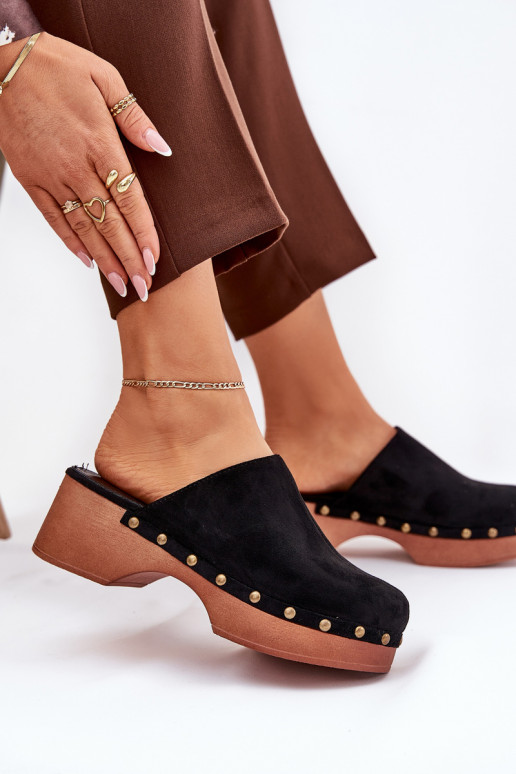 Klompen Damespantoffels met klinknagels van eco-suèdeoIne zInart Ellason Klompen Damespantoffels met klinknagels van eco-suèdeoIne zInart Ellason