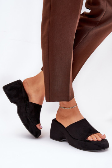 Eko Dames suède pantoffels met platform I Koturnie zInart Afisal