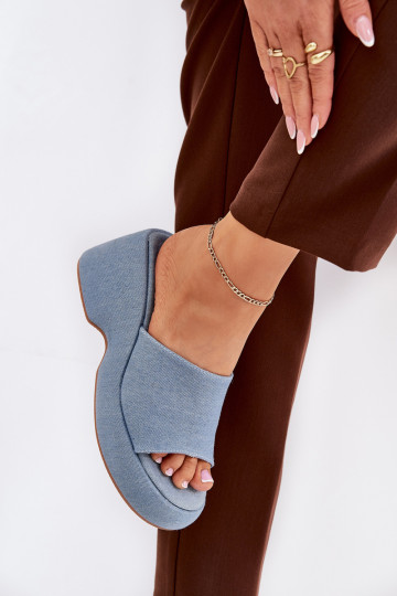 materiaal Damespantoffels met platform I Koturnie Denim-materialen Afisal 2