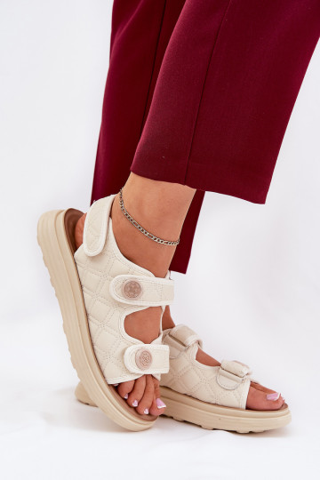 Dames sandalen Met sierlijki Detalami met zelfklevende bevestigingsmiddelen beige Zoliner 2