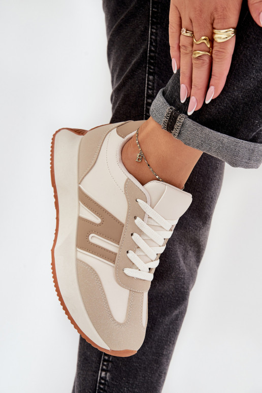 sportschoenen Dames met platform beige Emidi sportschoenen Dames met platform beige Emidi