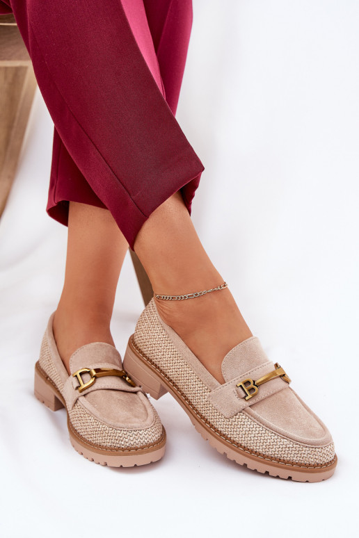 dames mocassins Met Vlecht I gouden kleurm Detalem beige Seffolia dames mocassins Met Vlecht I gouden kleurm Detalem beige Seffolia