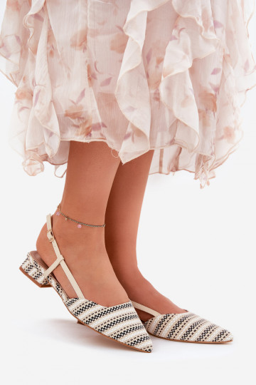 Ballerinas Dames Ze Szpiczastymi Noskami Op Delicaatm Obcasie beige Abroes 2