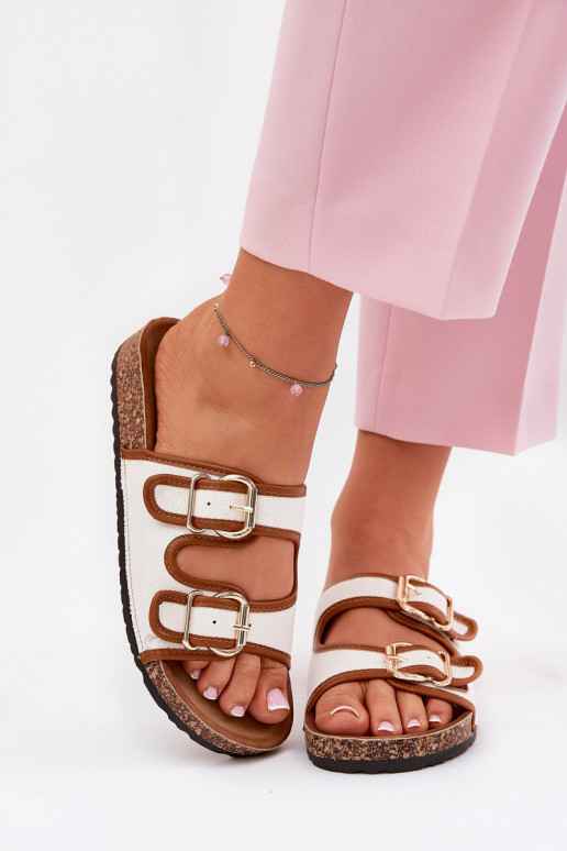 materiaal Damespantoffels met platform met gespen Initte kleur Osoffe materiaal Damespantoffels met platform met gespen Initte kleur Osoffe