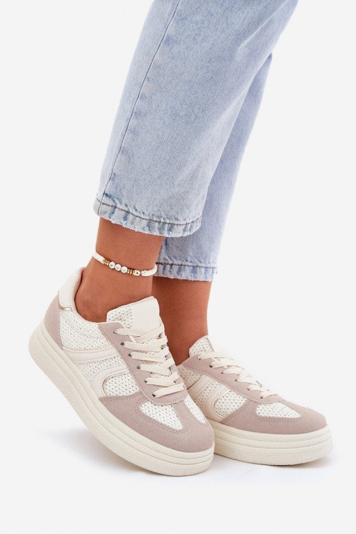 Sneakers model schoenen Dames met platform beige Lesida Sneakers model schoenen Dames met platform beige Lesida