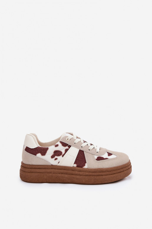 Dames Sneakers model schoenen met platform IN Łaty beige Lincidi
