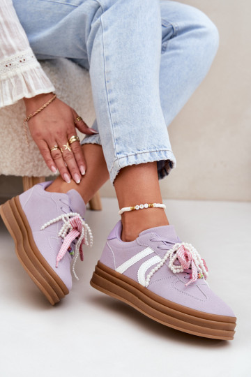 Sneakers model schoenen Dames met platform met mooie details Paars Vinness
