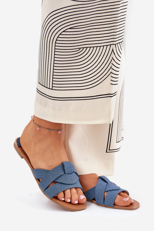 gelijk aan Damespantoffels Z Przeplatającymi Się Paskami Denim-materialen Selaenor gelijk aan Damespantoffels Z Przeplatającymi Się Paskami Denim-materialen Selaenor