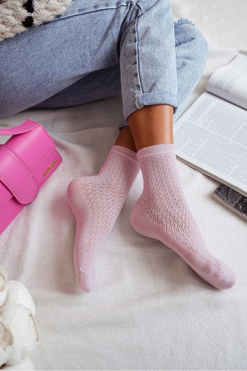 Sokken Dames met Kantdetails in Roze Kleur