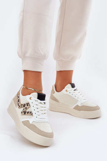 Sportieve Schoenen Dames met Platform en Luipaardprint Zandkleur Lorori 2