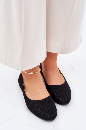 Ballerina's Dames Flat met Glans Zwarte kleur Tatorelis