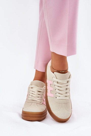 Dames sneakers met platform in zandkleur Syliyana 2