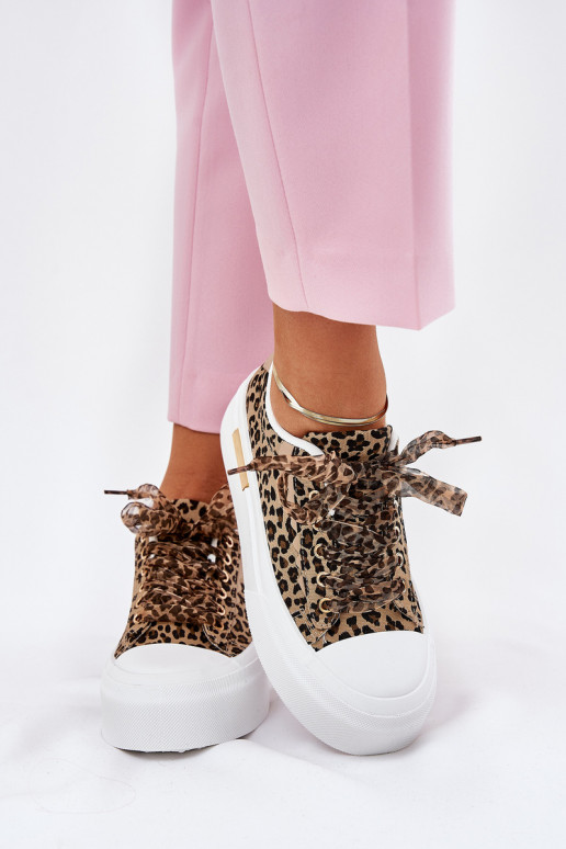 Vrijetijdsschoenen met platform Met sierlijk Vetersluitingm met luipaardbontpatronen bruine kleur Zidora Vrijetijdsschoenen met platform Met sierlijk Vetersluitingm met luipaardbontpatronen bruine kleur Zidora