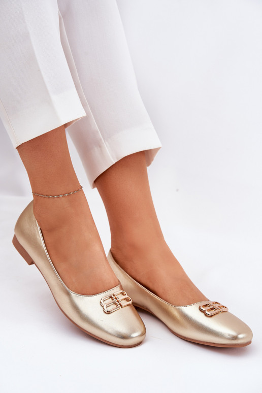 Elegante stijl Ballerinas Dames met ornamenten Vinceza 62206 gouden kleur