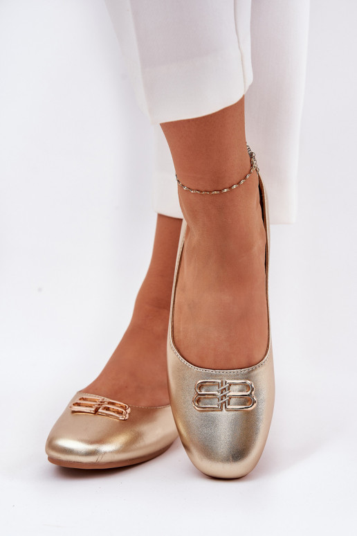 Elegante stijl Ballerinas Dames met ornamenten Vinceza 62206 gouden kleur