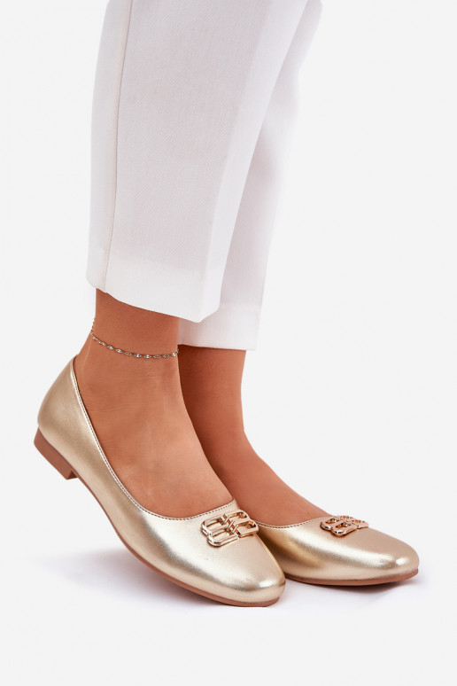 Elegante stijl Ballerinas Dames met ornamenten Vinceza 62206 gouden kleur