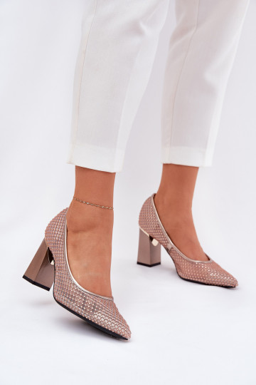 Versierd Gaas Schoenen met hakken Vinceza 62211 beige