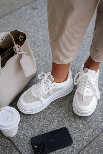 Sneakers dames met patronen in wit Fenarra