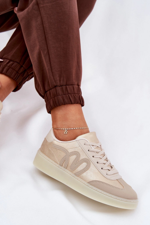 Lage sportieve schoenen dames van eco-leer in zandkleur Iladira Lage sportieve schoenen dames van eco-leer in zandkleur Iladira