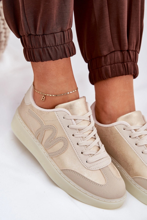 Lage sportieve schoenen dames van eco-leer in zandkleur Iladira Lage sportieve schoenen dames van eco-leer in zandkleur Iladira