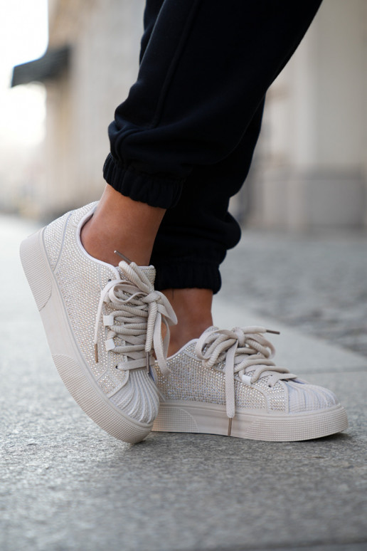 Sneakers model schoenen Dames met decoratie en platform in zandkleur Eanneth Sneakers model schoenen Dames met decoratie en platform in zandkleur Eanneth