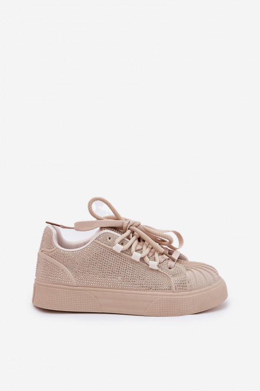 Sneakers model schoenen Dames met decoratie en platform in zandkleur Eanneth Sneakers model schoenen Dames met decoratie en platform in zandkleur Eanneth