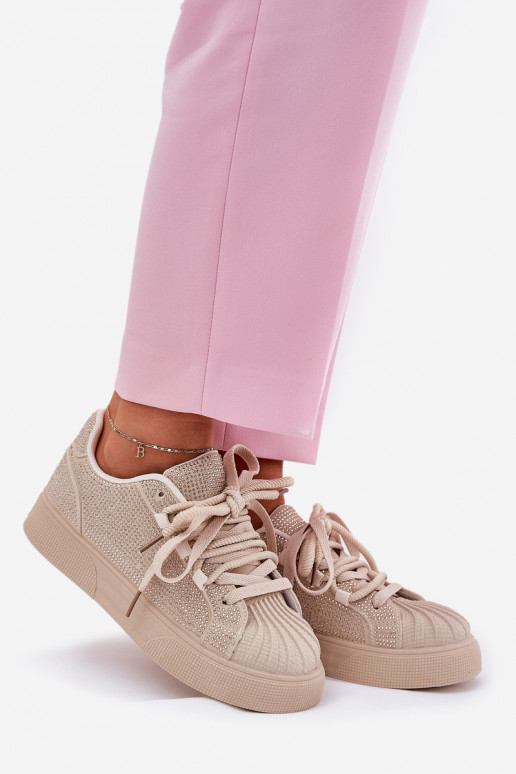 Sneakers model schoenen Dames met decoratie en platform in zandkleur Eanneth Sneakers model schoenen Dames met decoratie en platform in zandkleur Eanneth